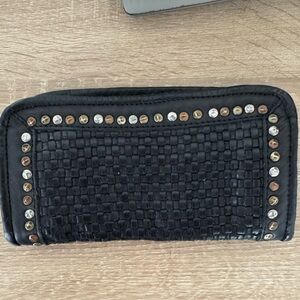 Platania Woven Leather Studded Wallet Made in Italy Boho Rocker